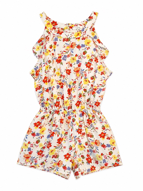 Le Lis Pants - Le Lis Women's White Bright Floral Sleeveless Smocked Waist Romper Size S